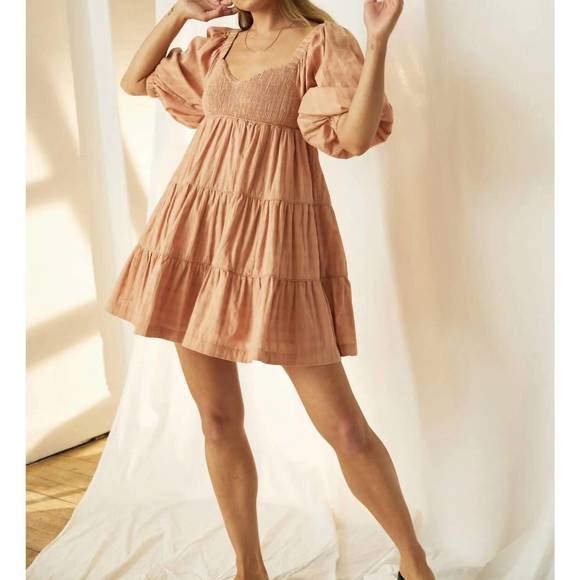 NEW MON RENN sofia babydoll dress in blush - Picture 1 of 1